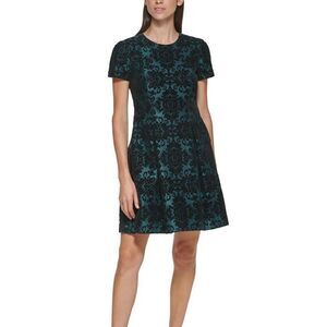 Vince Camuto Scuba Velvet Fit & Flair Dress Size 6 NWOT